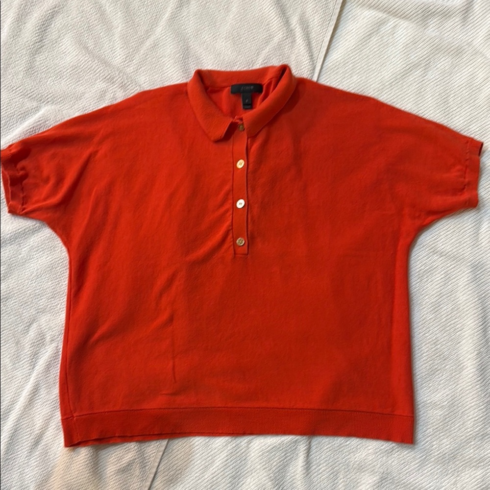 J.Crew Orange lightweight polo sweater